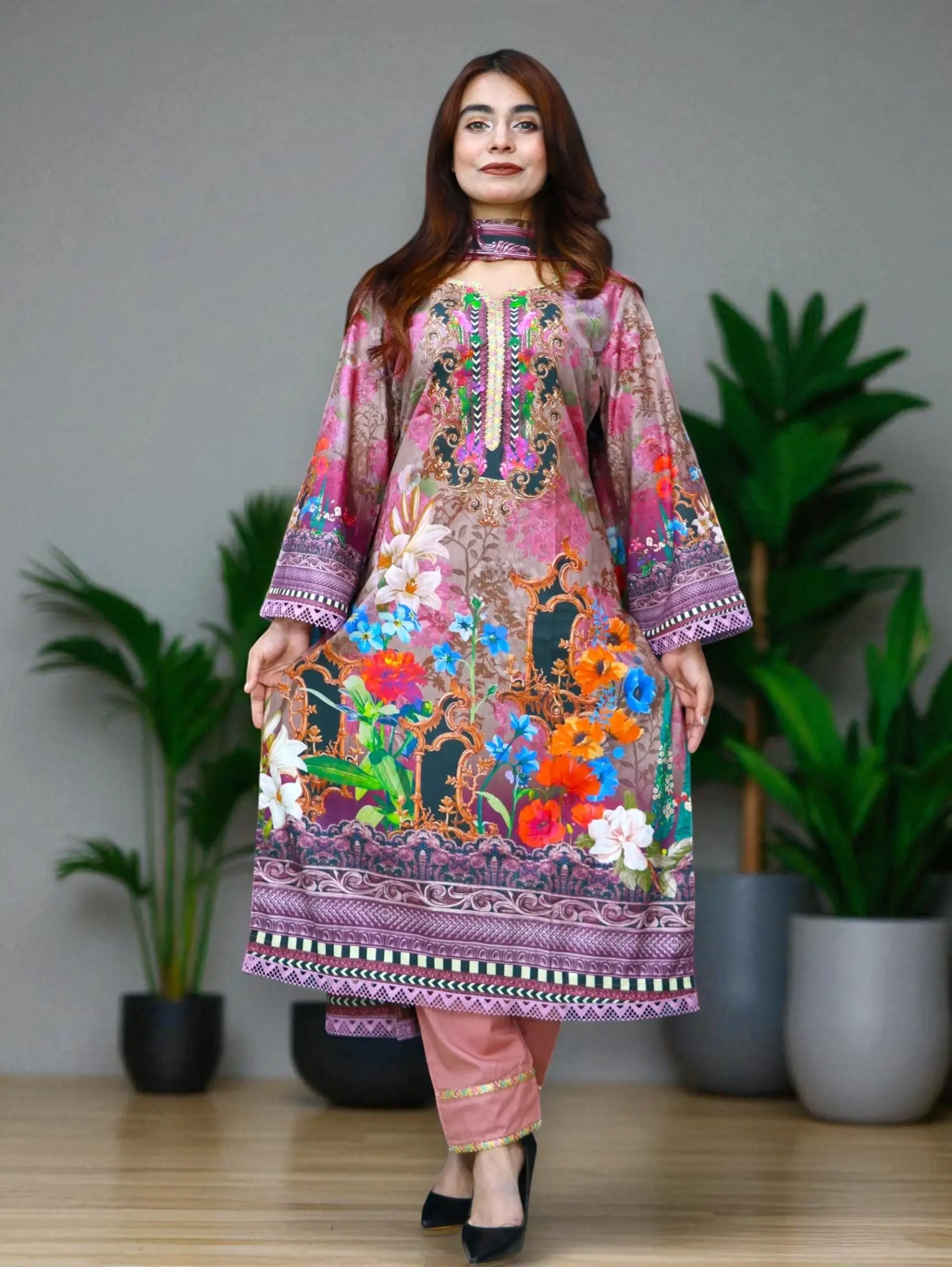PAKISTANI INSPIRED MALHAR LAWN CODE 144 ONION (3)