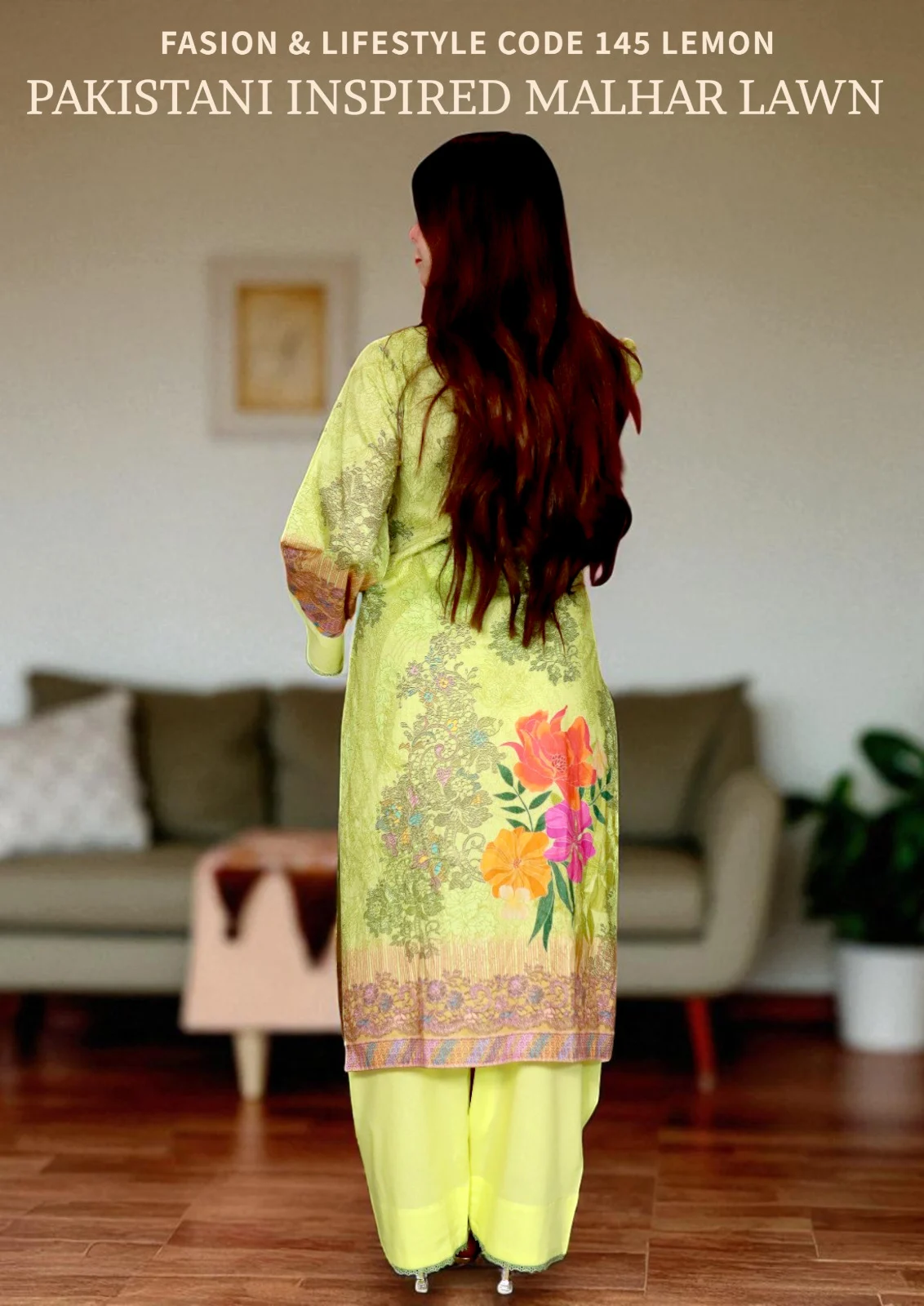 PAKISTANI INSPIRED MALHAR LAWN CODE 145 LEMON (5)
