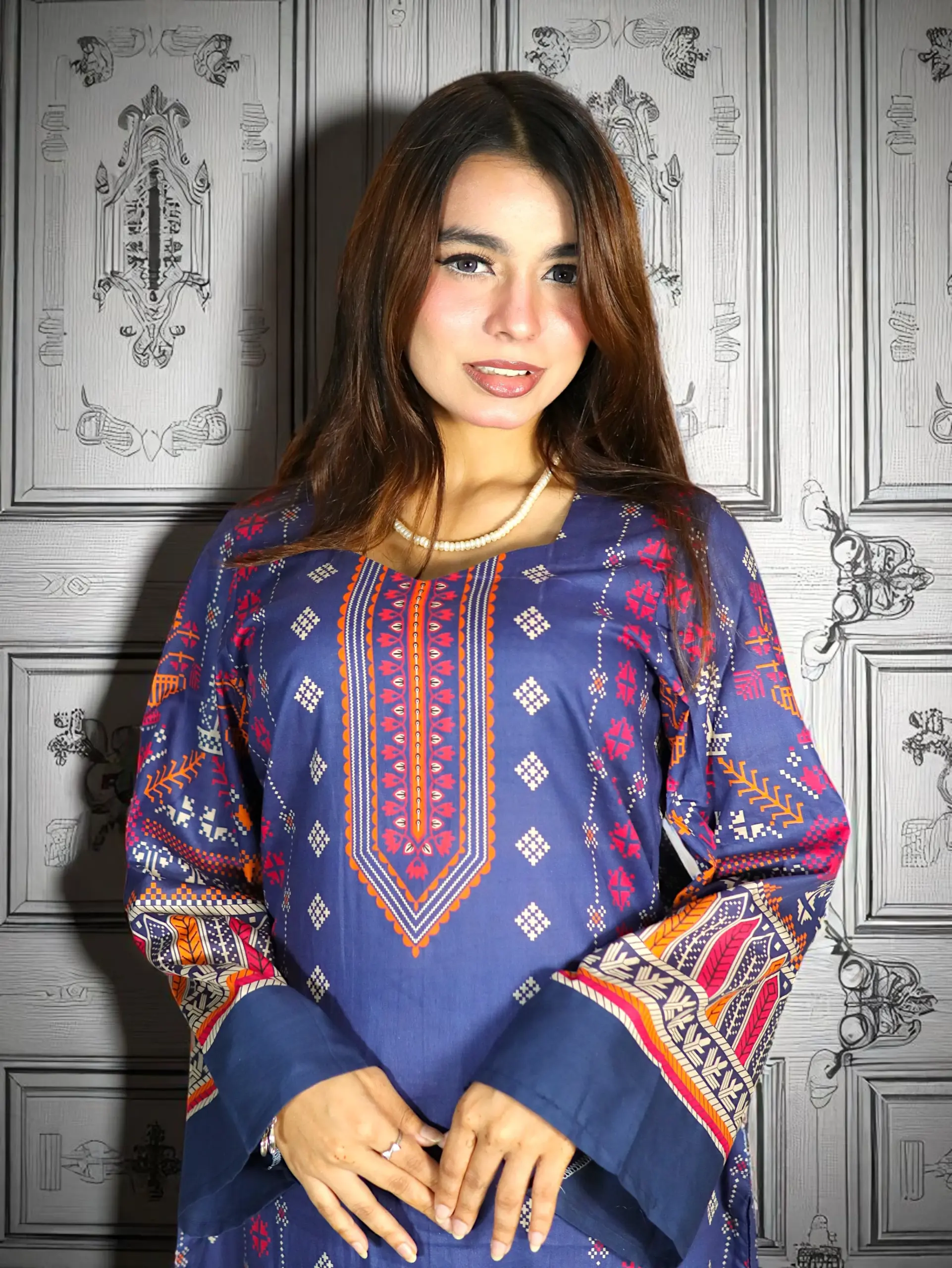 PAKISTANI INSPIRED MALHAR LAWN CODE 180 BLUE (9)