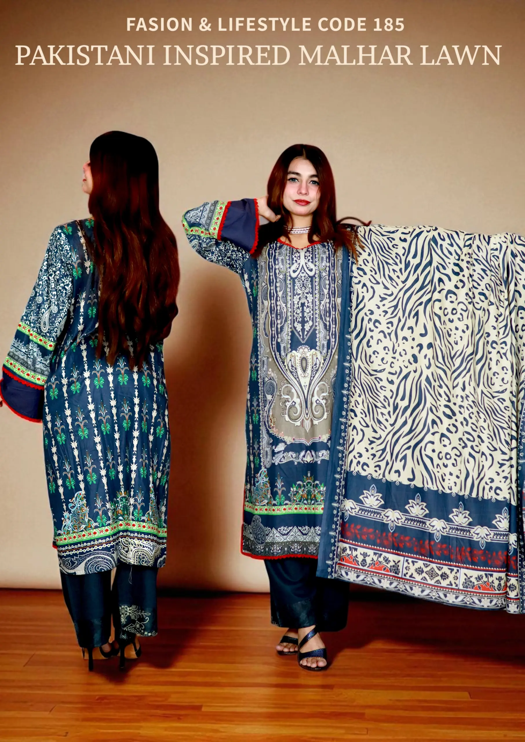PAKISTANI INSPIRED MALHAR LAWN CODE 185 BLUE (1)
