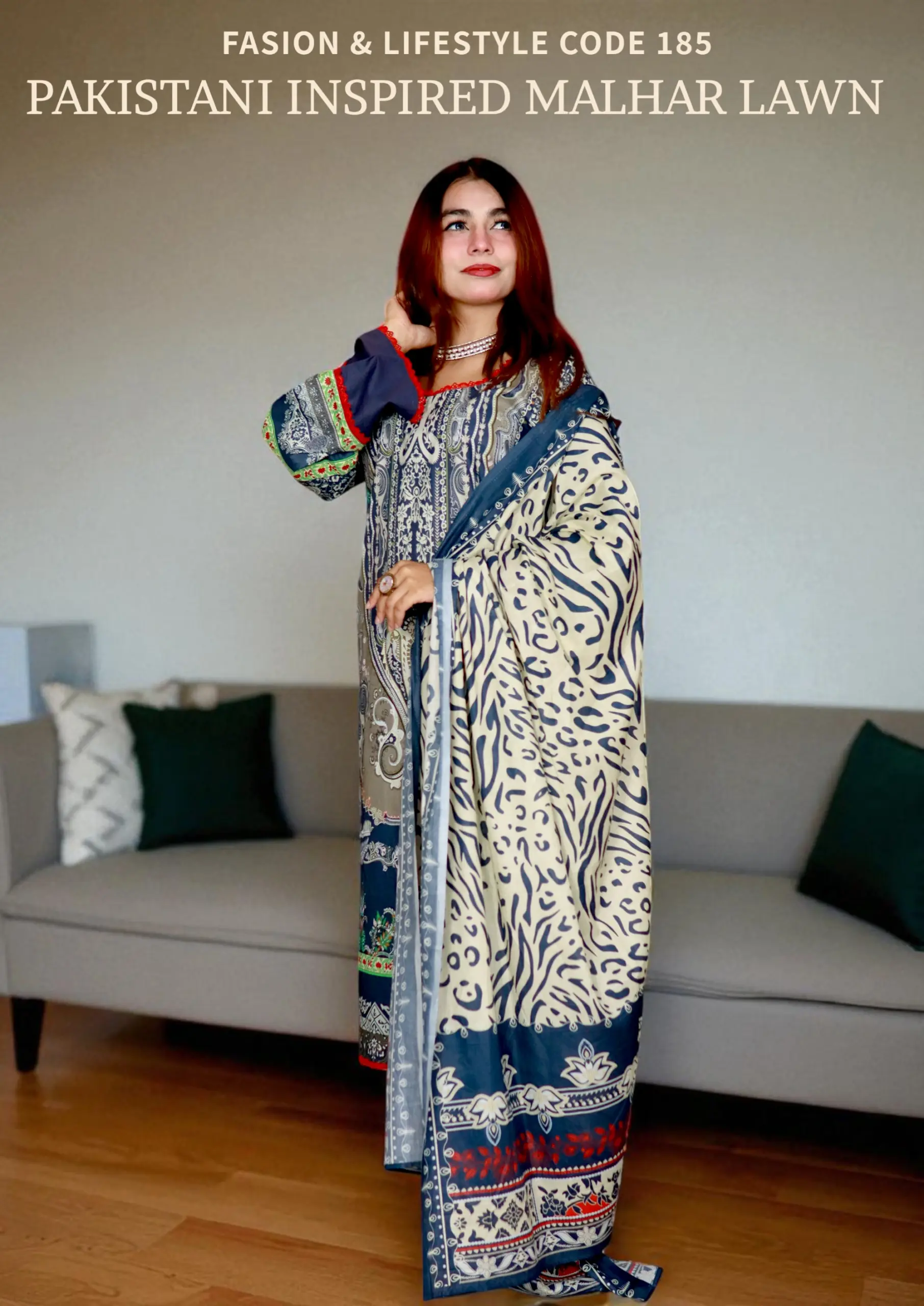 PAKISTANI INSPIRED MALHAR LAWN CODE 185 BLUE (3)