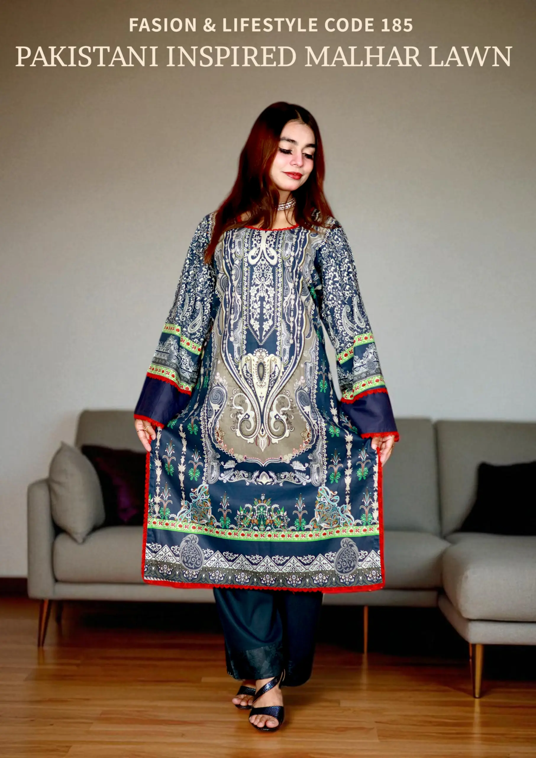 PAKISTANI INSPIRED MALHAR LAWN CODE 185 BLUE (6)