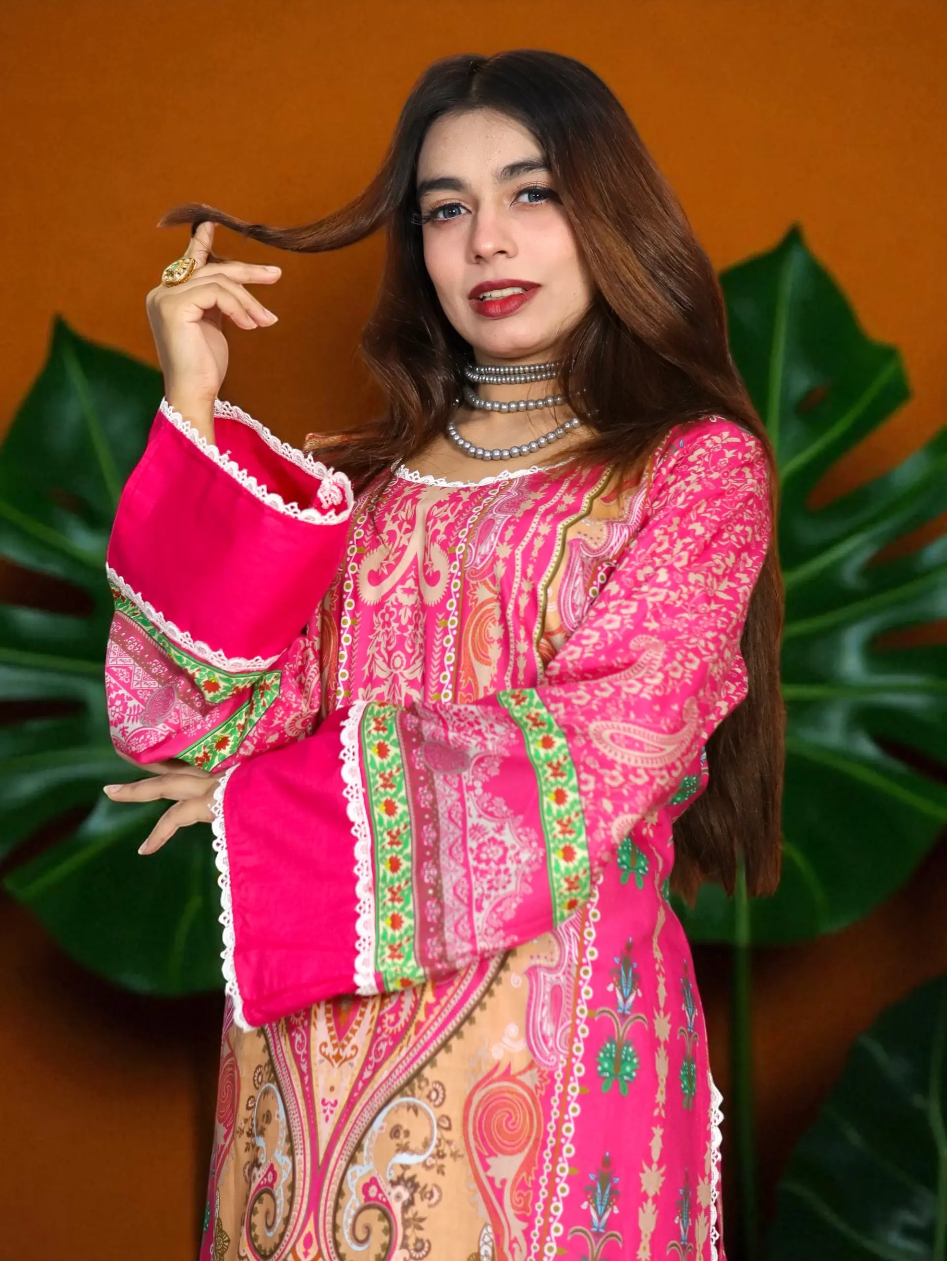 PAKISTANI INSPIRED MALHAR LAWN CODE 185 PINK (4)