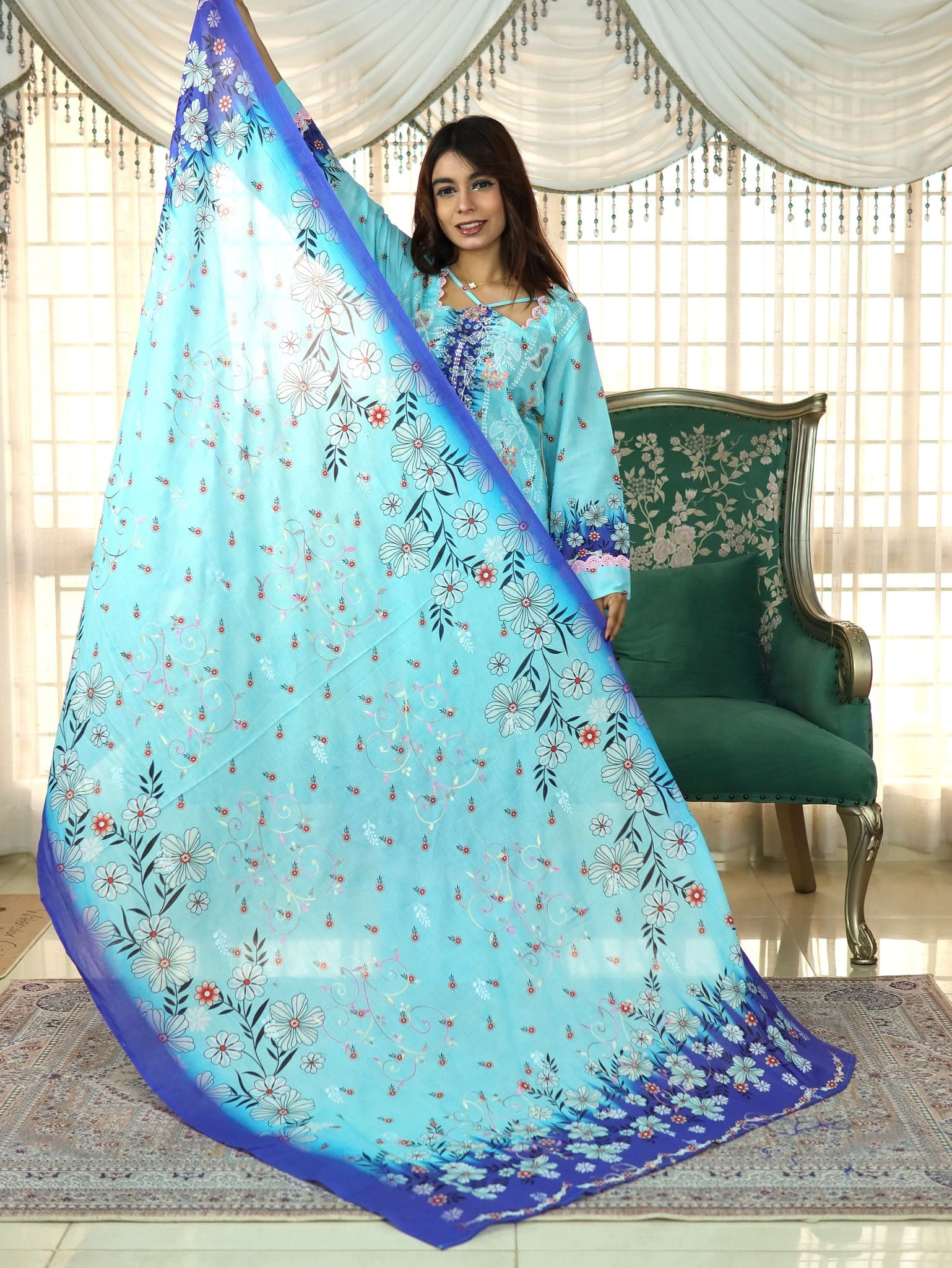 INDIAN INSPIRED MANNAT LAWN BLUE (6)
