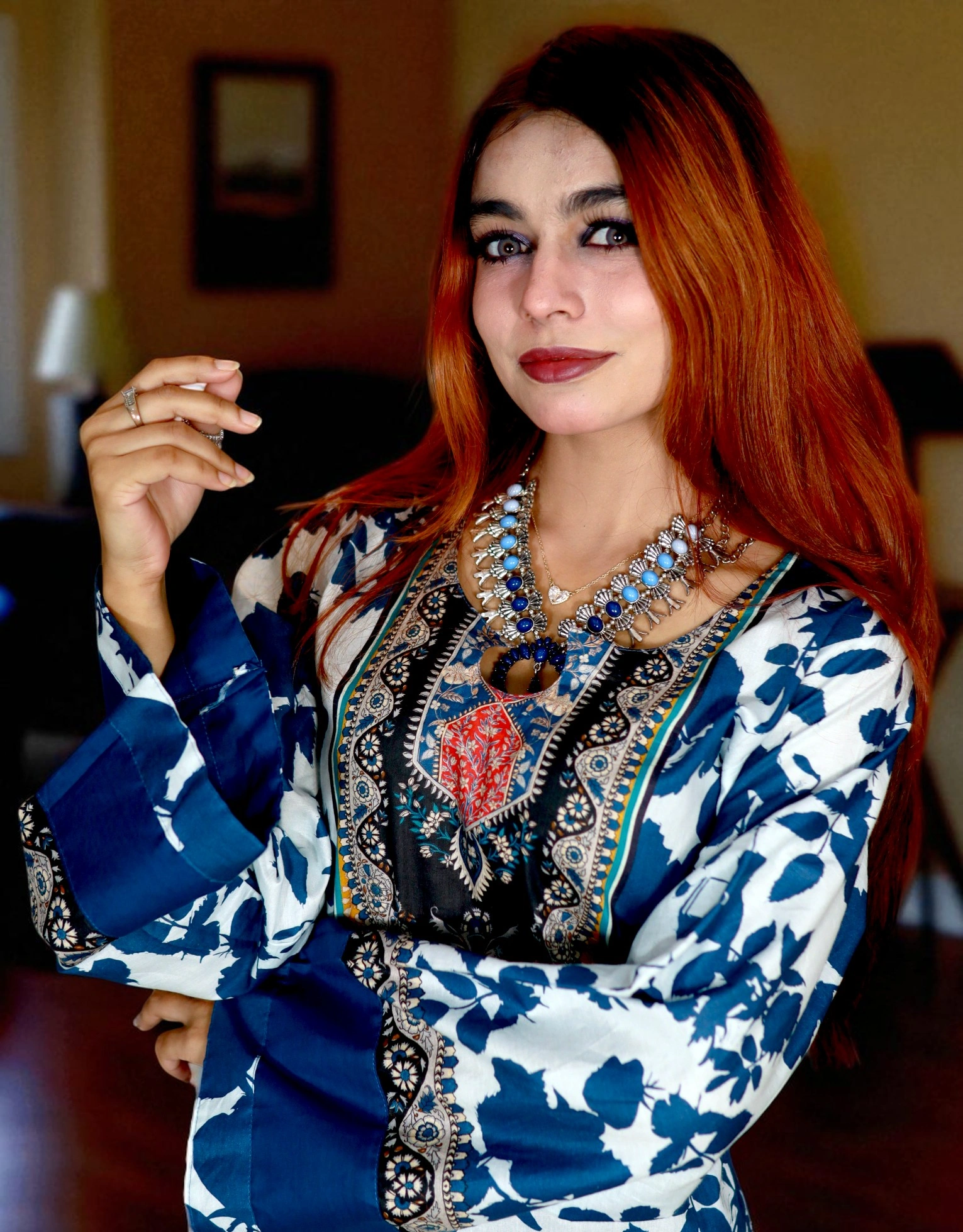 PAKISTANI INSPIRED MALHAR LAWN CODE 149 BLUE & WHITE (1)