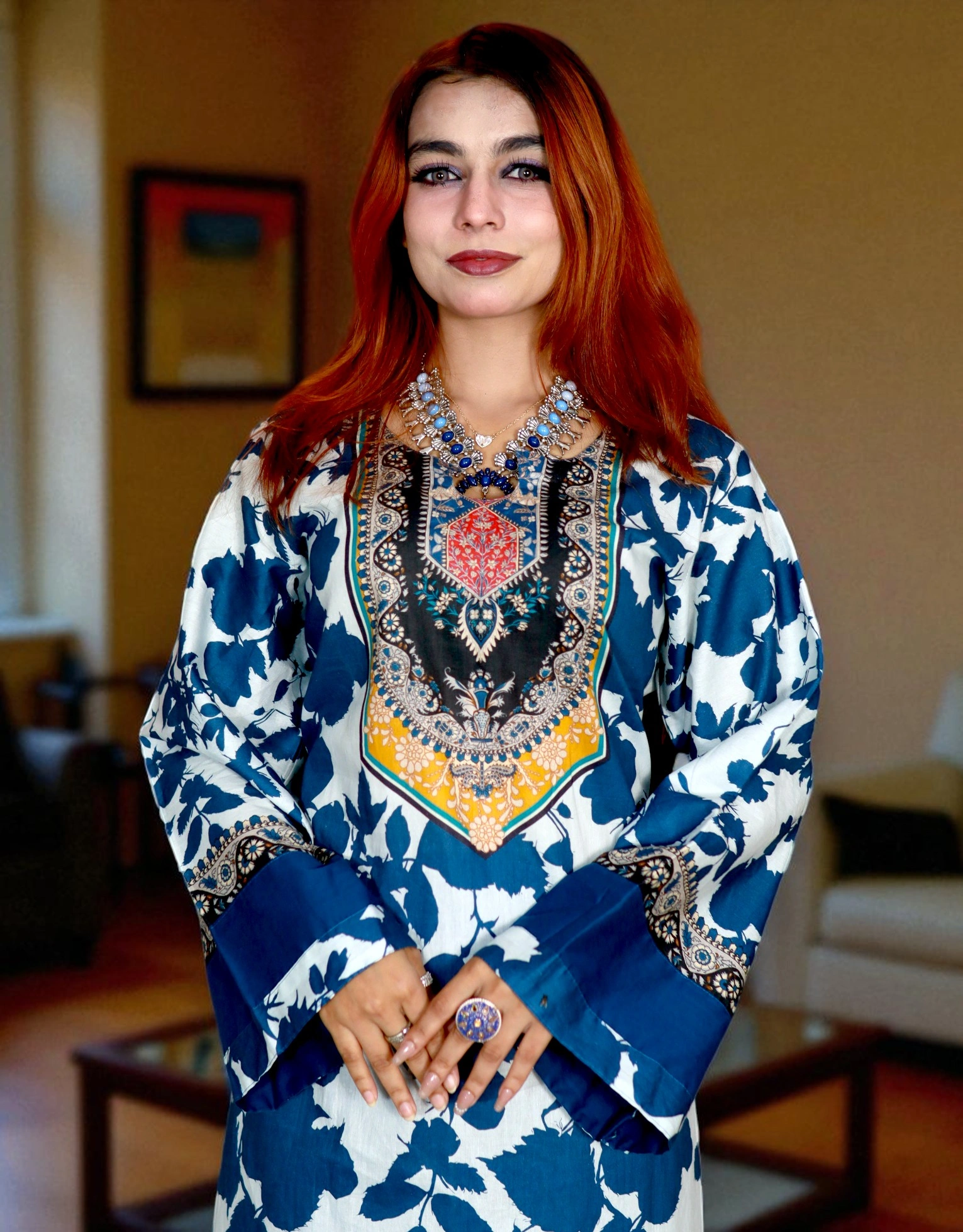 PAKISTANI INSPIRED MALHAR LAWN CODE 149 BLUE & WHITE (2)
