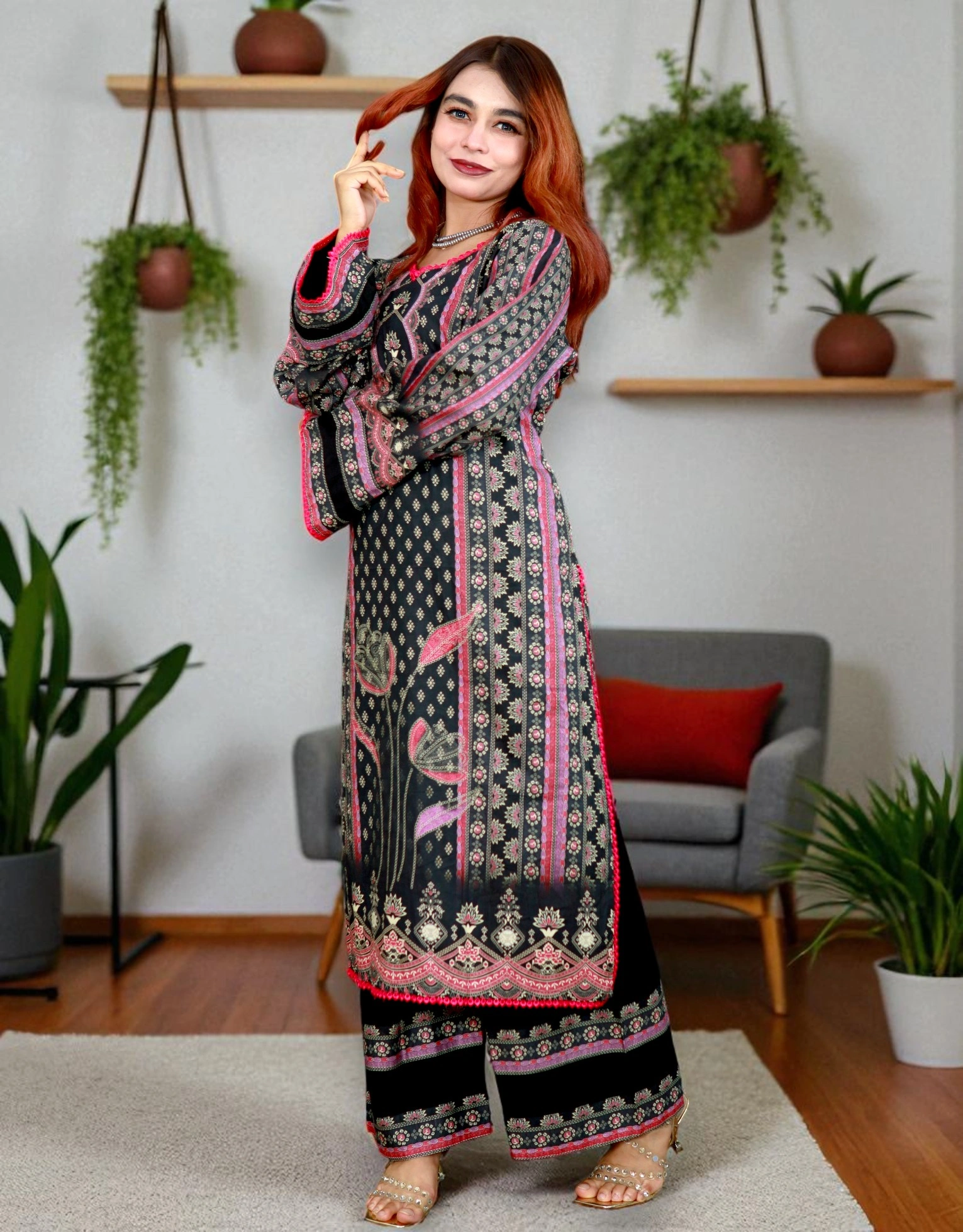 PAKISTANI INSPIRED MALHAR LAWN CODE 195 BLACK (1)