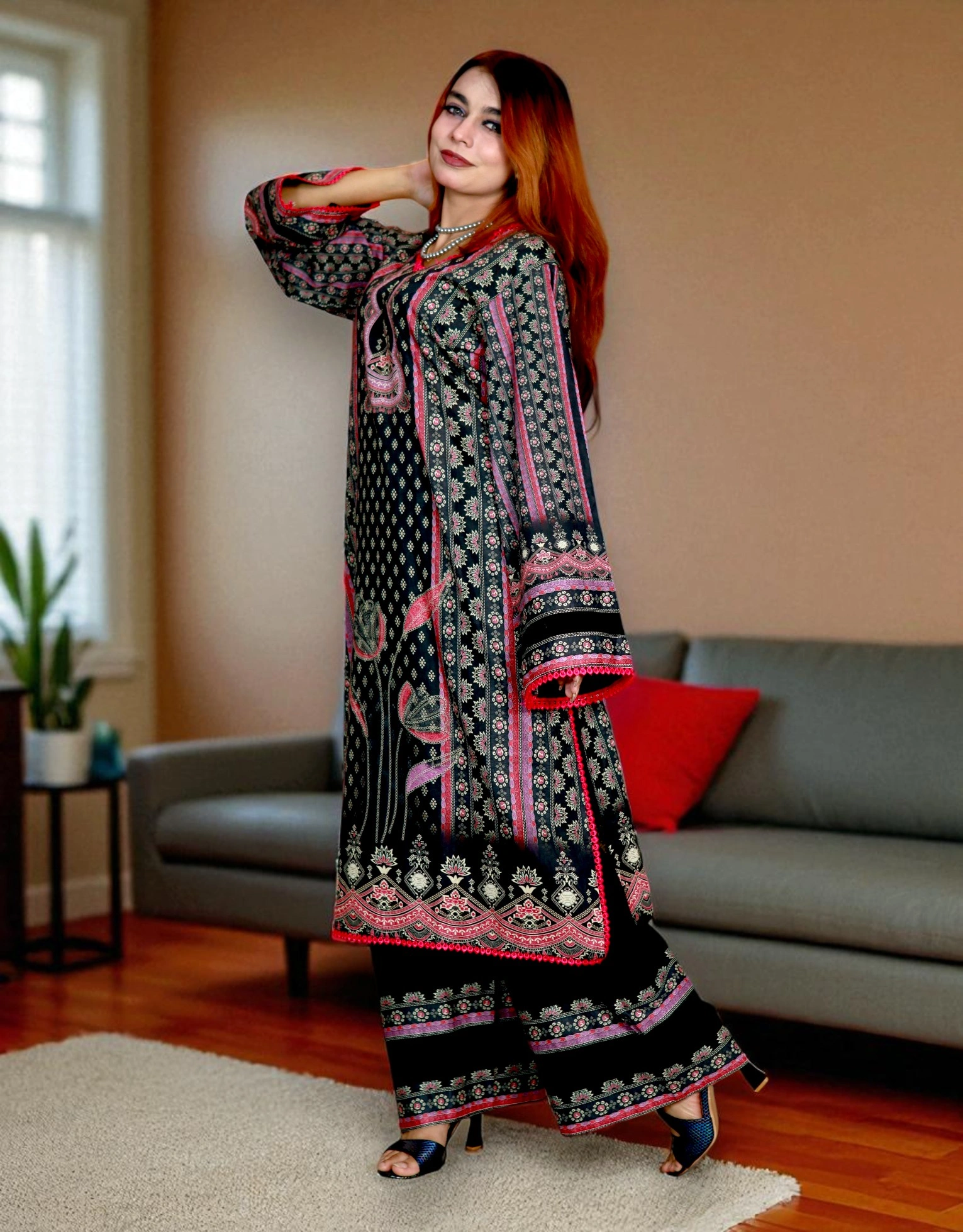 PAKISTANI INSPIRED MALHAR LAWN CODE 195 BLACK (11)