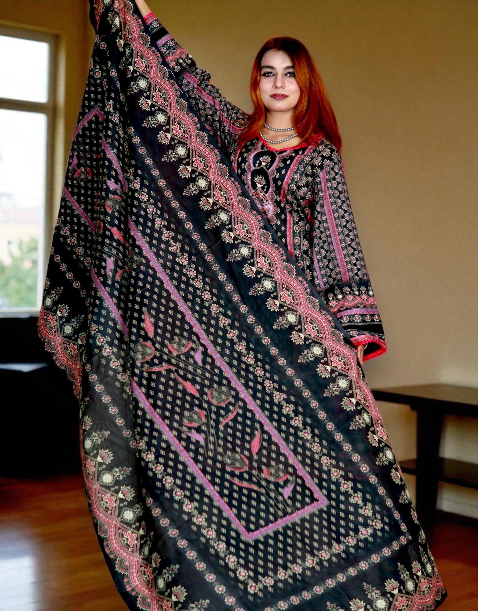 PAKISTANI INSPIRED MALHAR LAWN CODE 195 BLACK (12)