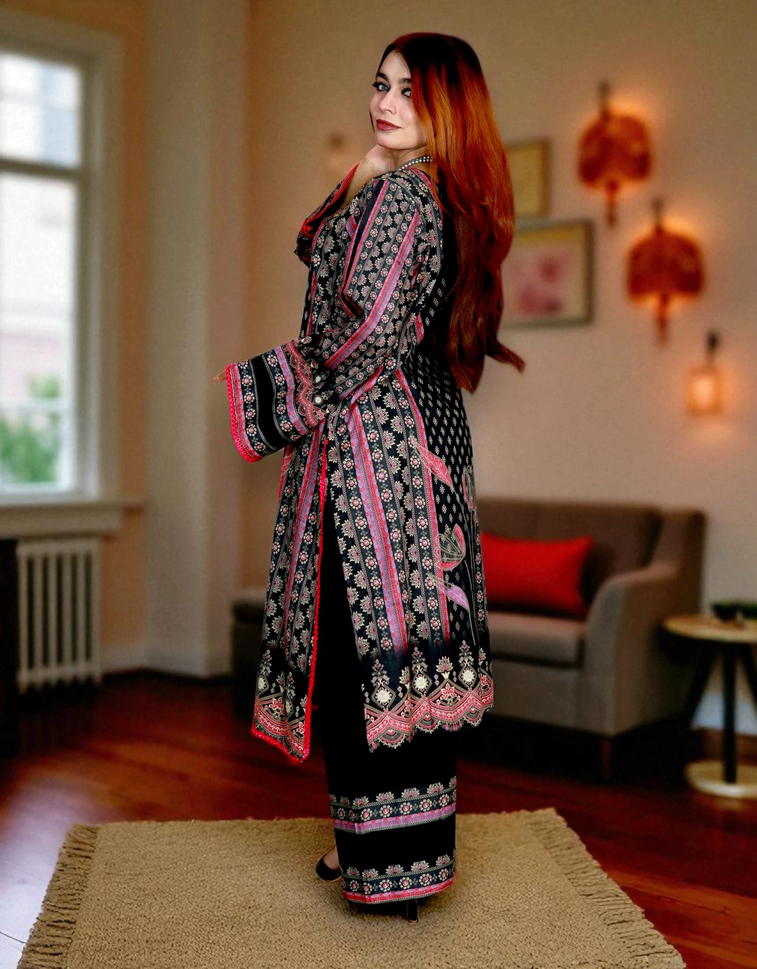 PAKISTANI INSPIRED MALHAR LAWN CODE 195 BLACK (13)