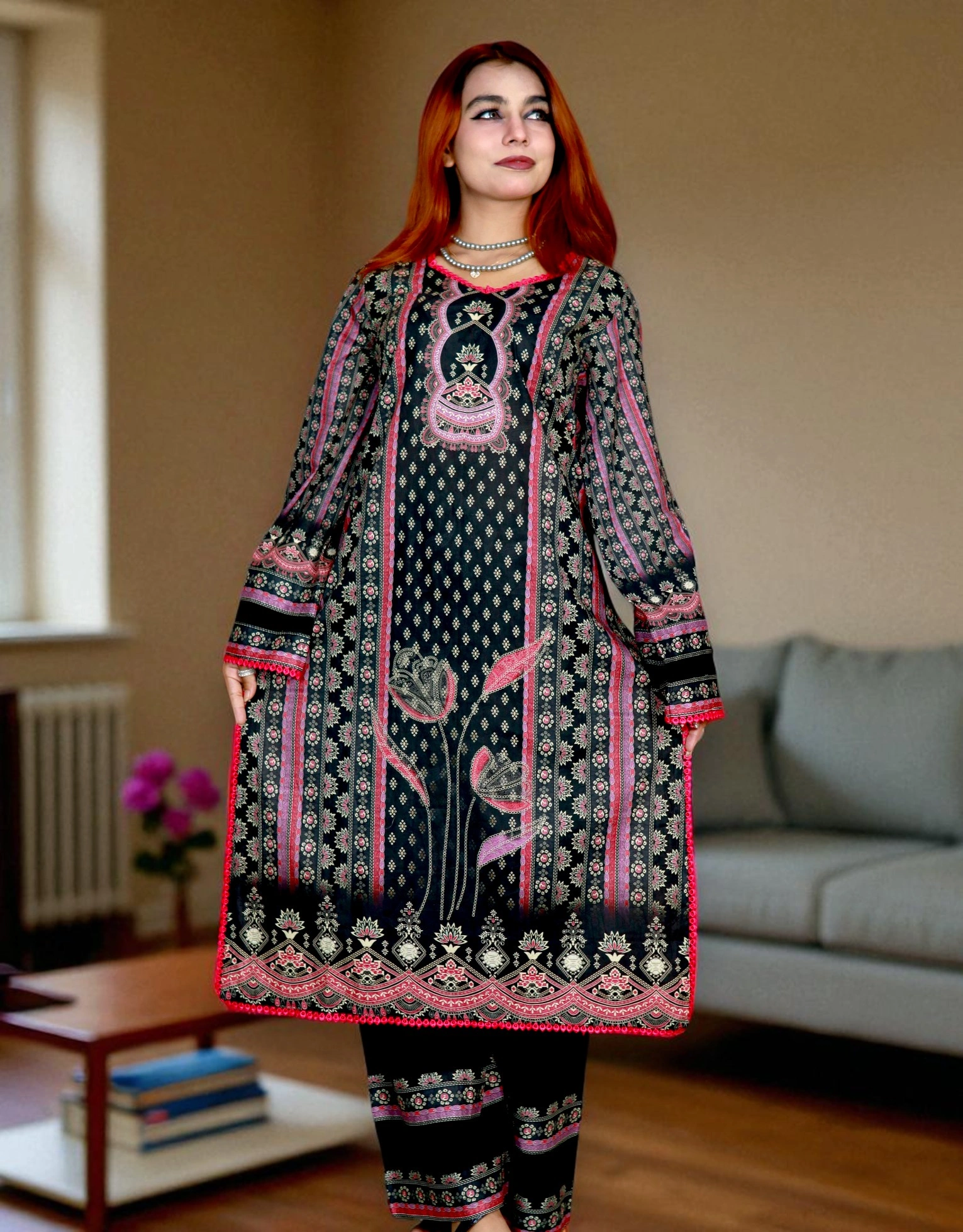 PAKISTANI INSPIRED MALHAR LAWN CODE 195 BLACK (14)