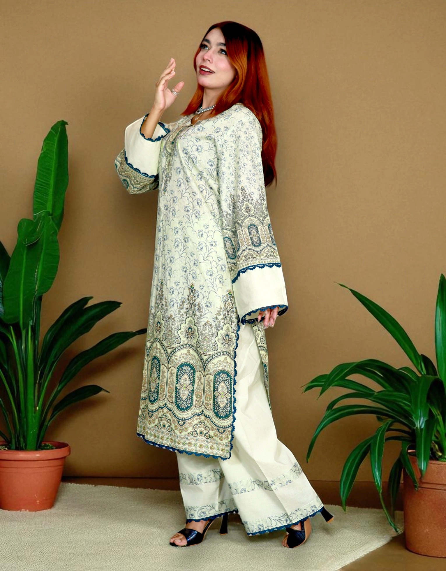PAKISTANI INSPIRED MALHAR LAWN CODE 196 white (5)