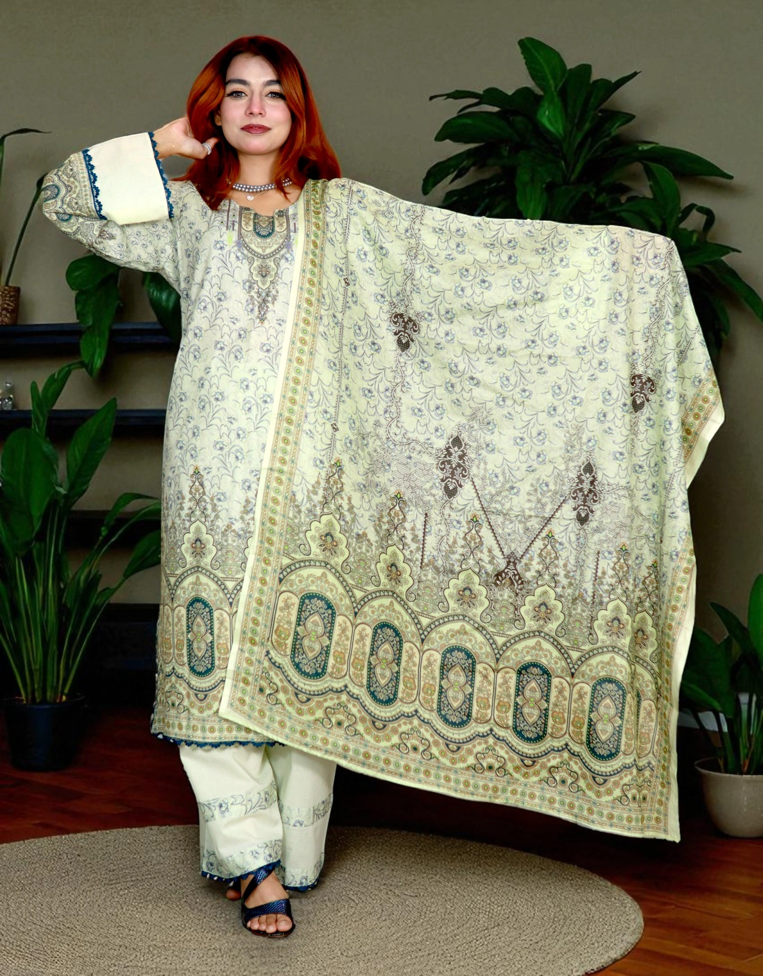 PAKISTANI INSPIRED MALHAR LAWN CODE 196 white (7)