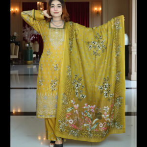 PAKISTANI INSPIRED MALHAR LAWN CODE 200 DEEP OLIVE
