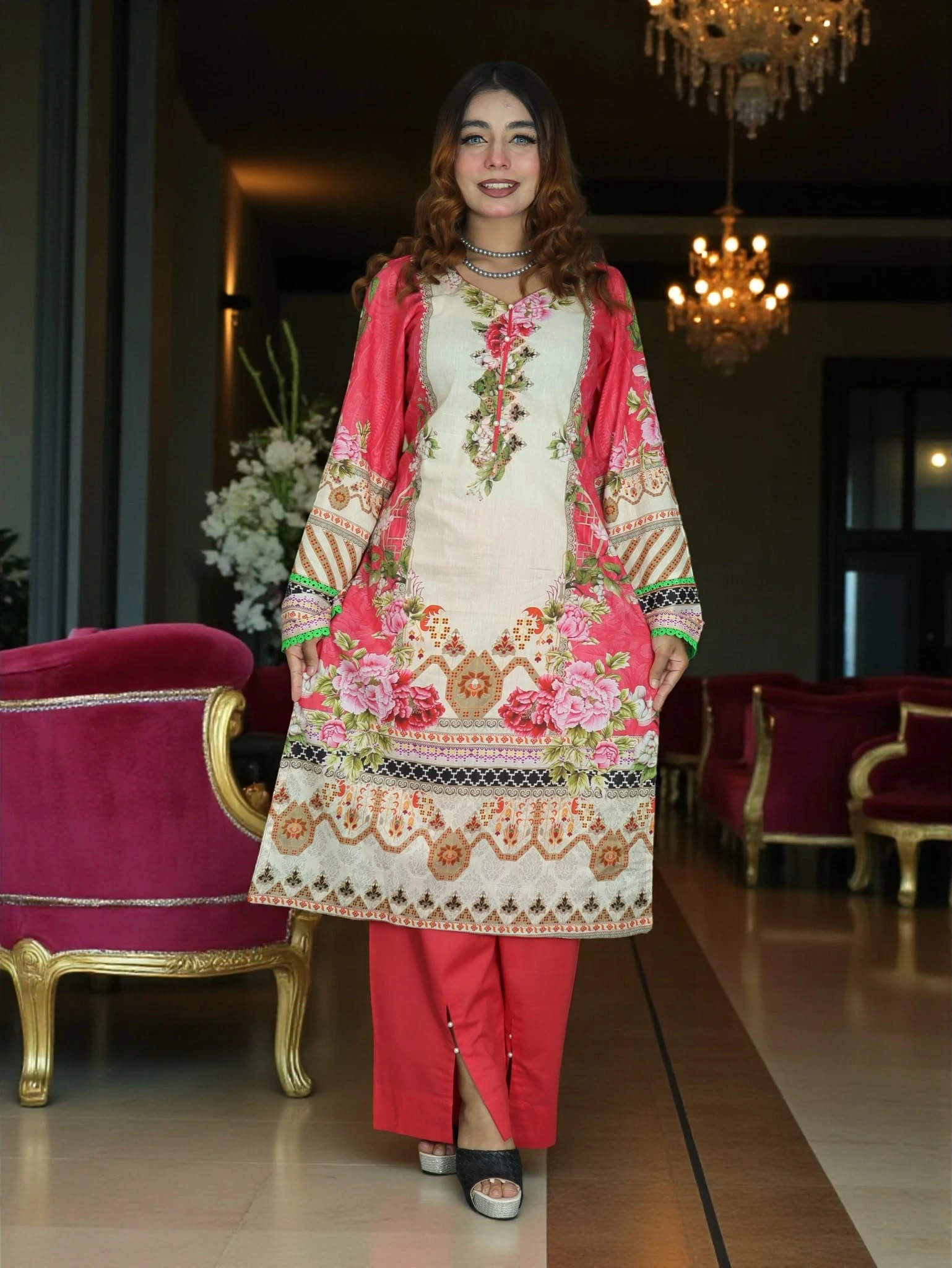 PAKISTANI INSPIRED MALHAR LAWN CODE 04 PINK (1)