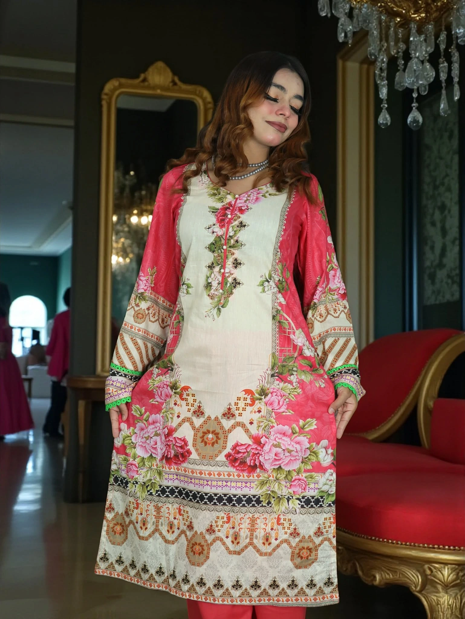 PAKISTANI INSPIRED MALHAR LAWN CODE 04 PINK (7)