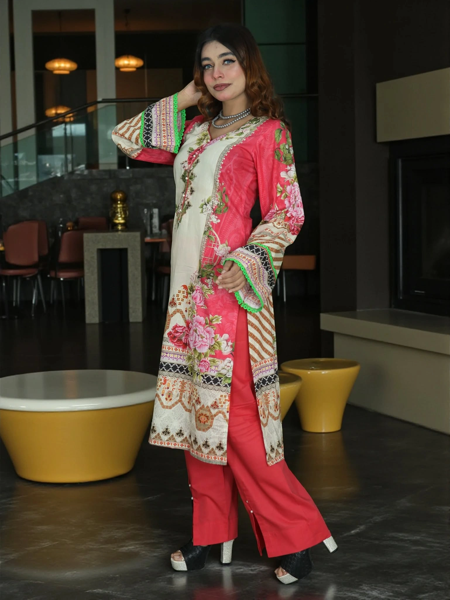 PAKISTANI INSPIRED MALHAR LAWN CODE 04 PINK (8)