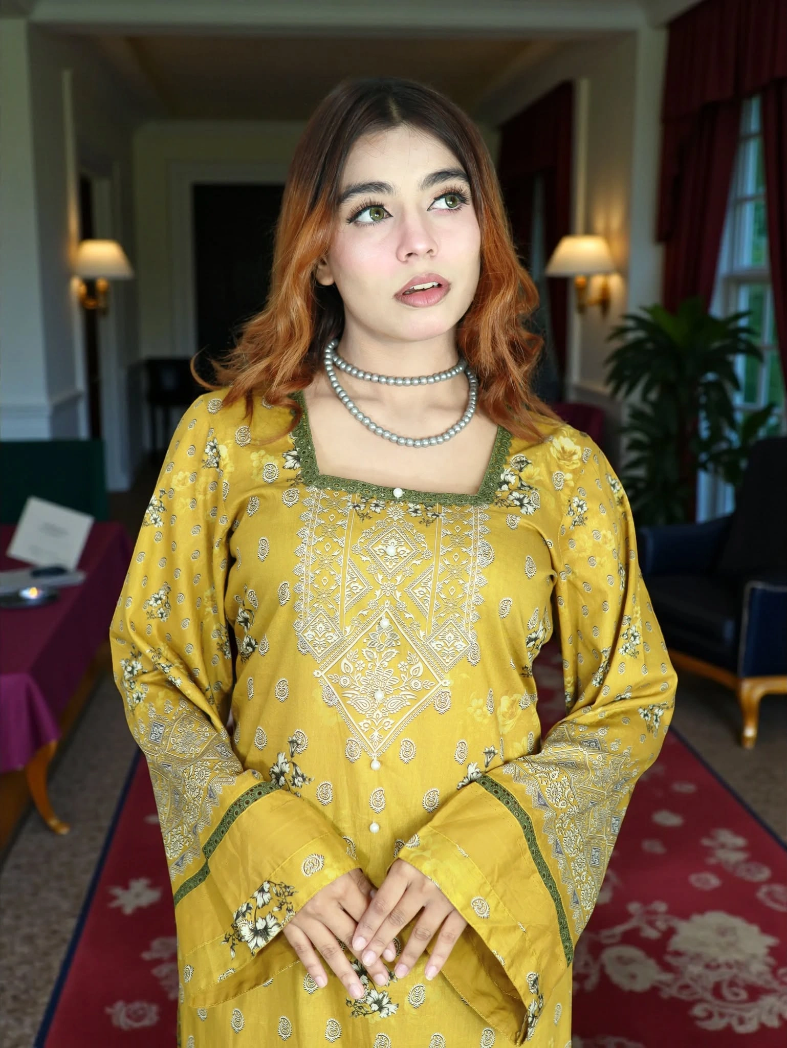 PAKISTANI INSPIRED MALHAR LAWN CODE 200 DEEP OLIVE (1)