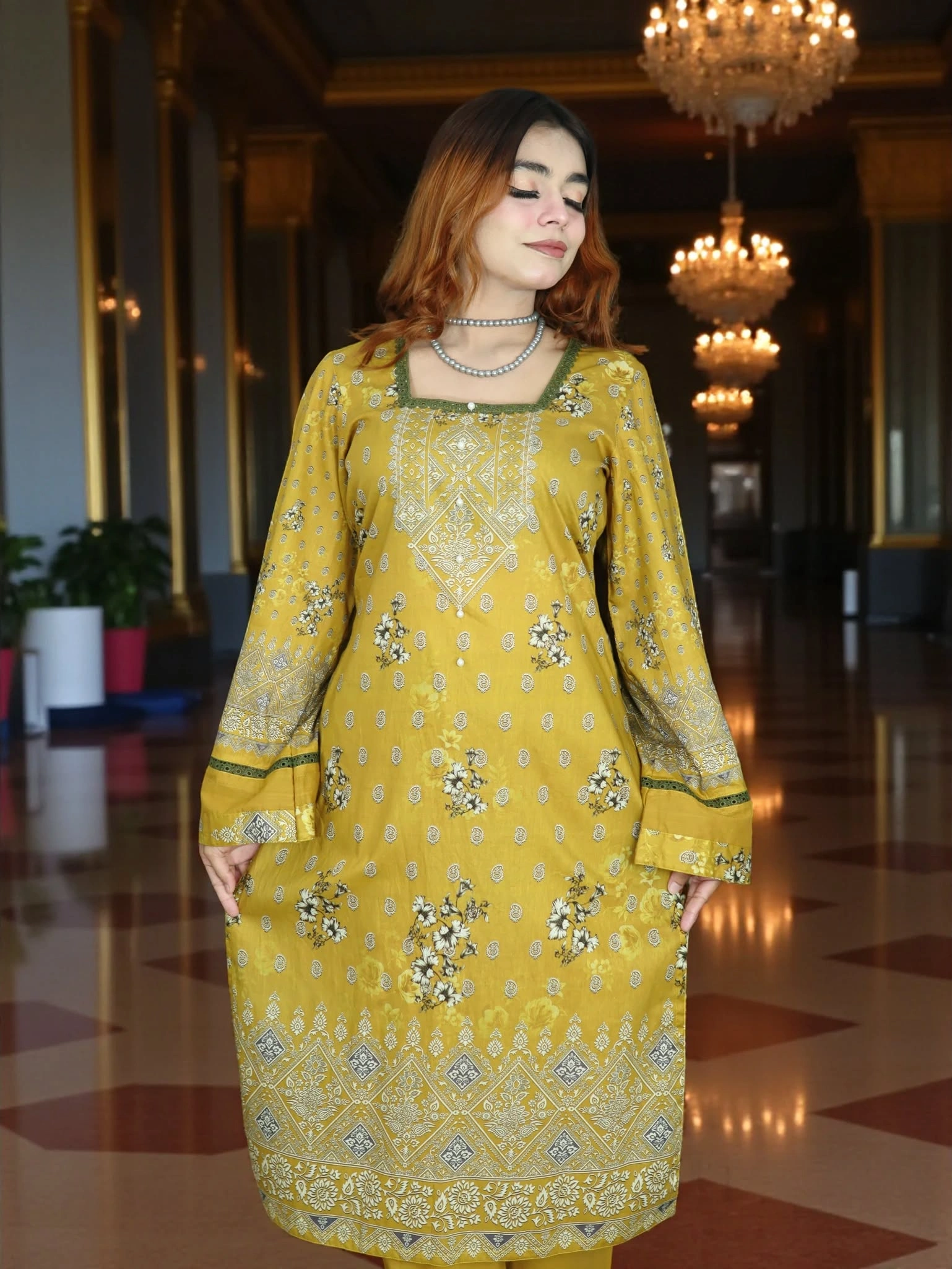 PAKISTANI INSPIRED MALHAR LAWN CODE 200 DEEP OLIVE (5)