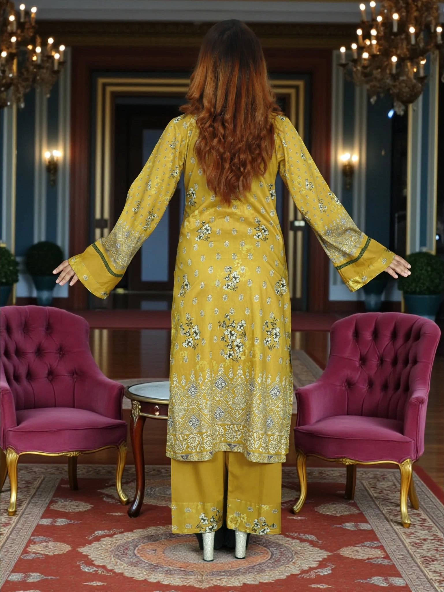 PAKISTANI INSPIRED MALHAR LAWN CODE 200 DEEP OLIVE (7)