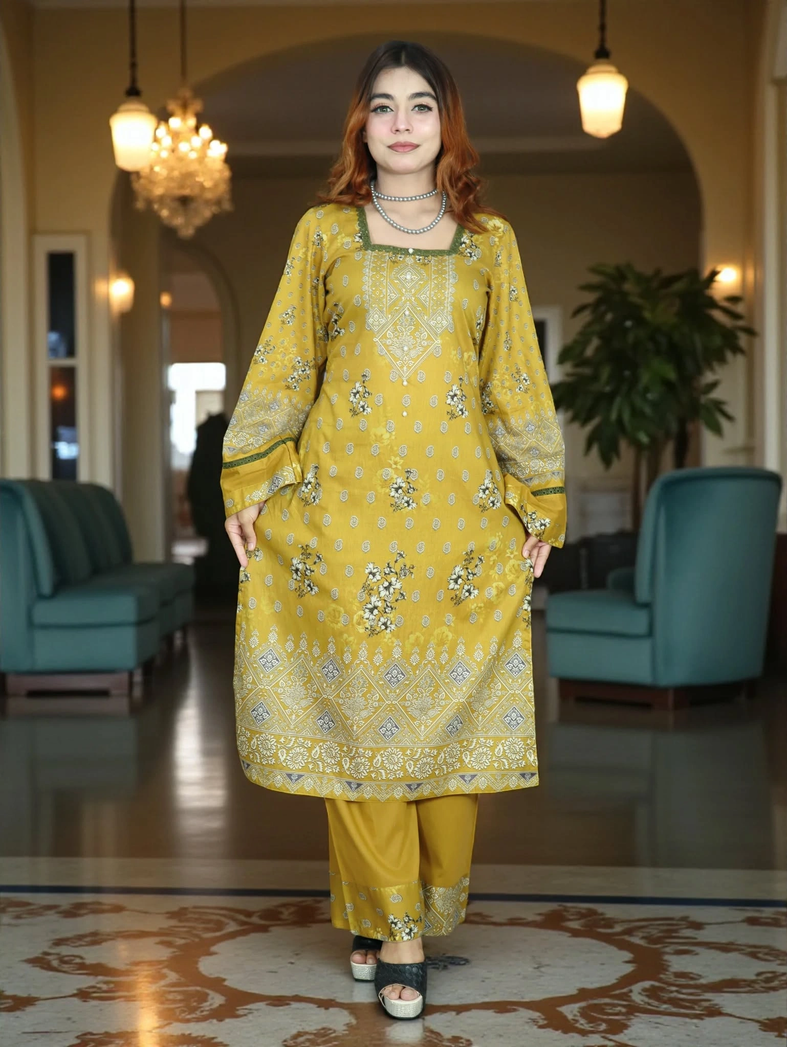 PAKISTANI INSPIRED MALHAR LAWN CODE 200 DEEP OLIVE (8)