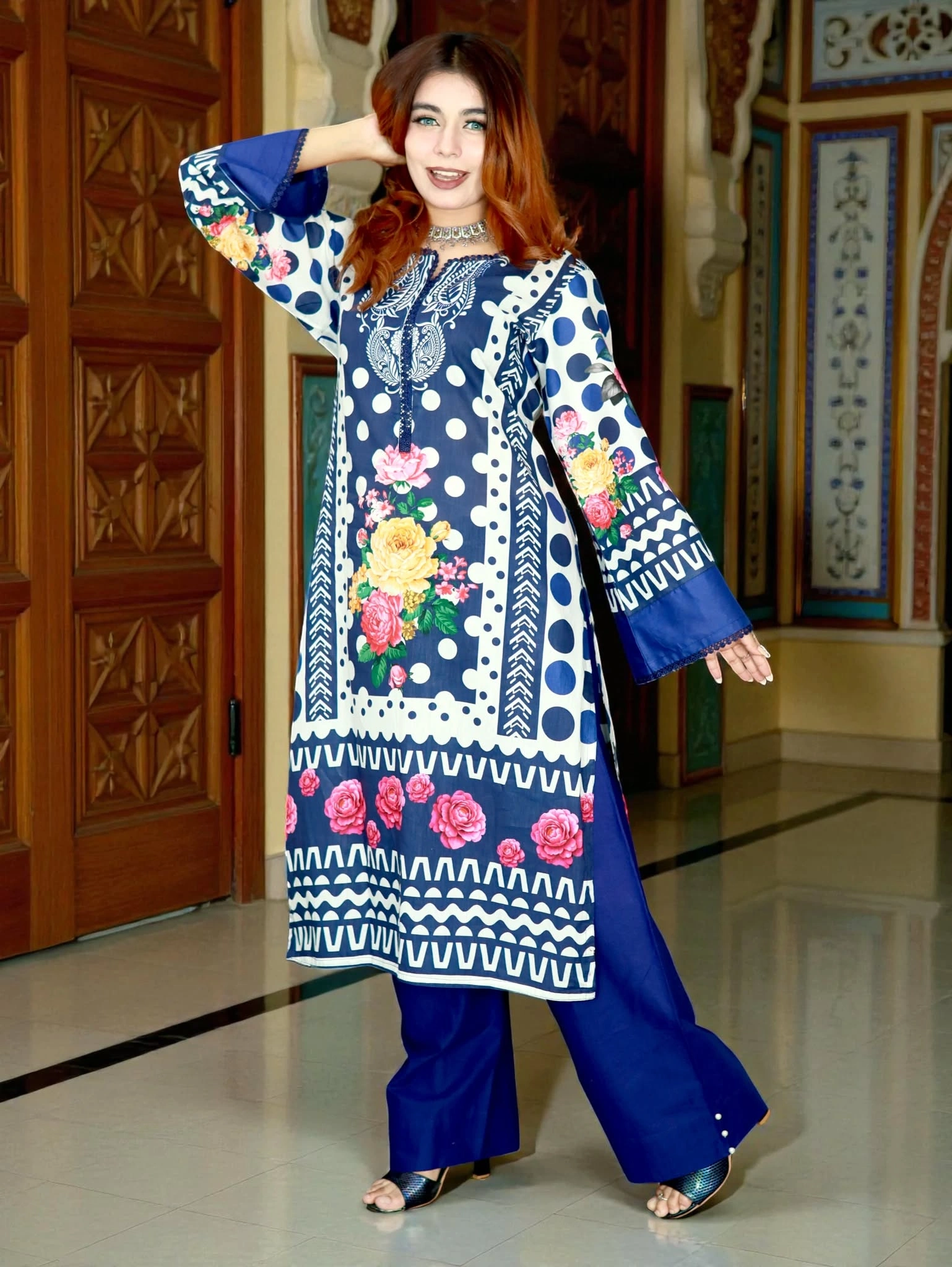 PAKISTANI INSPIRED MALHAR LAWN CODE 201 BLUE (3)
