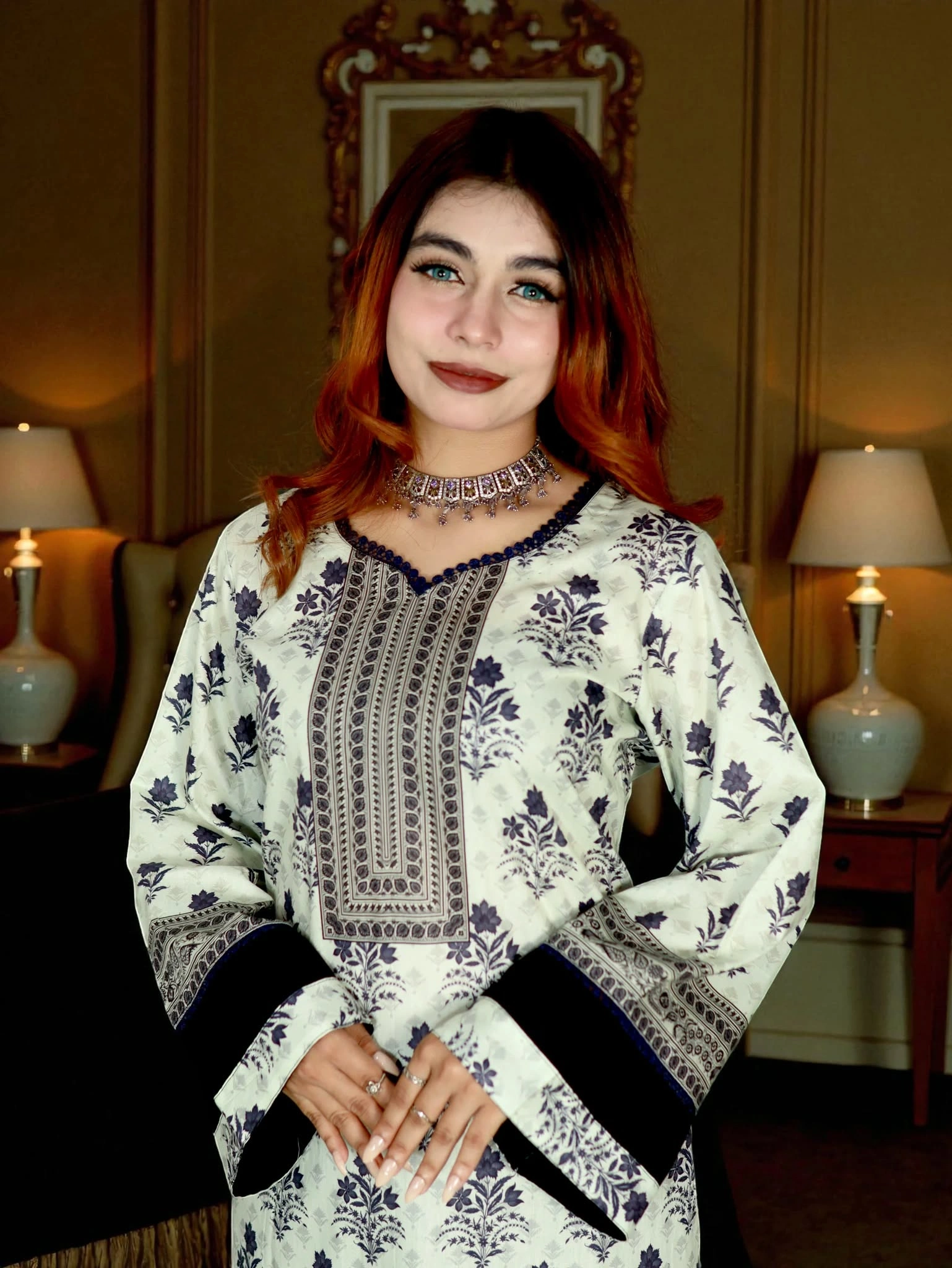 PAKISTANI INSPIRED MALHAR LAWN CODE 202 WHITE & BLACK (3)