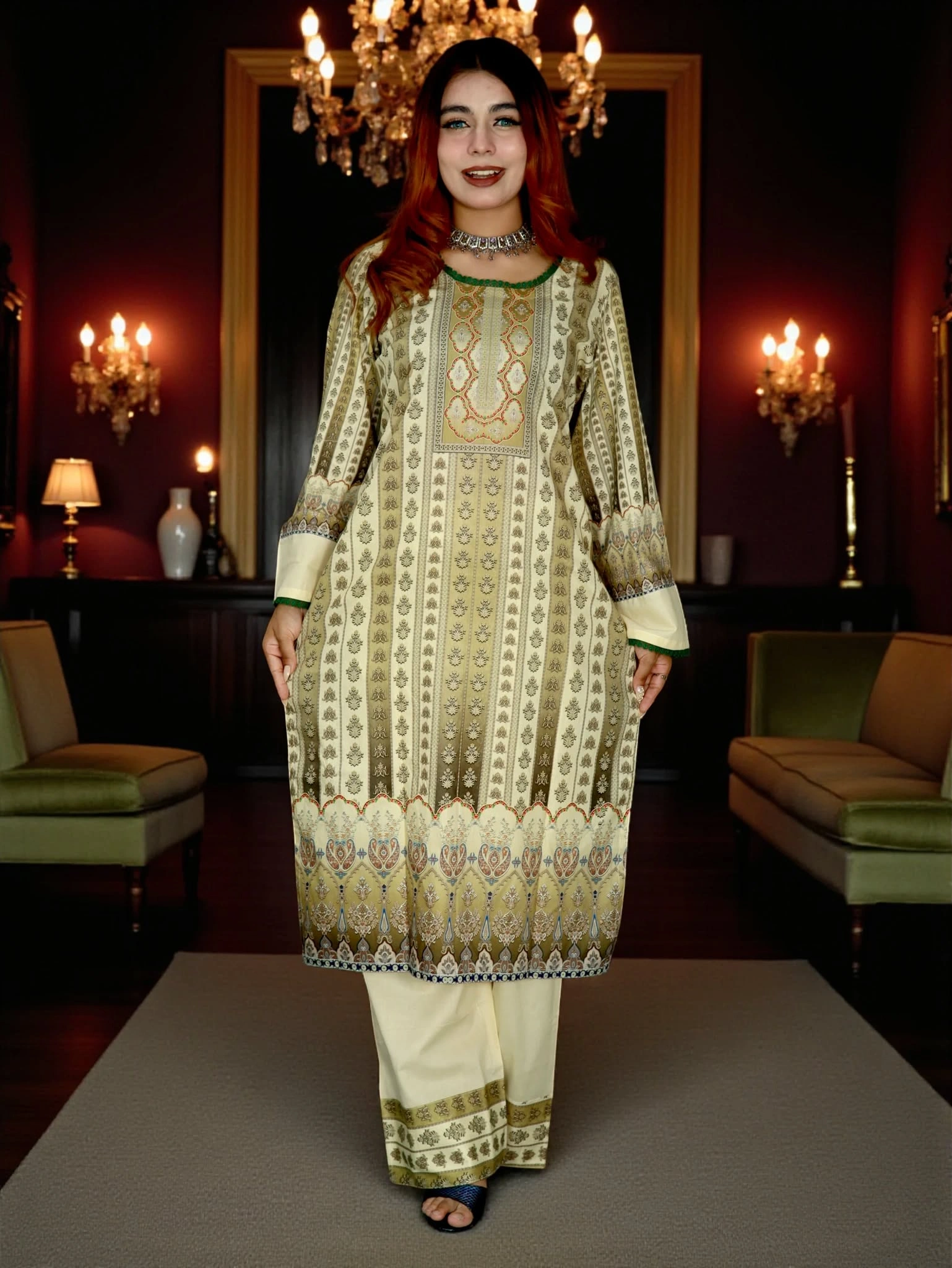 PAKISTANI INSPIRED MALHAR LAWN CODE 203 GOLDEN (4)