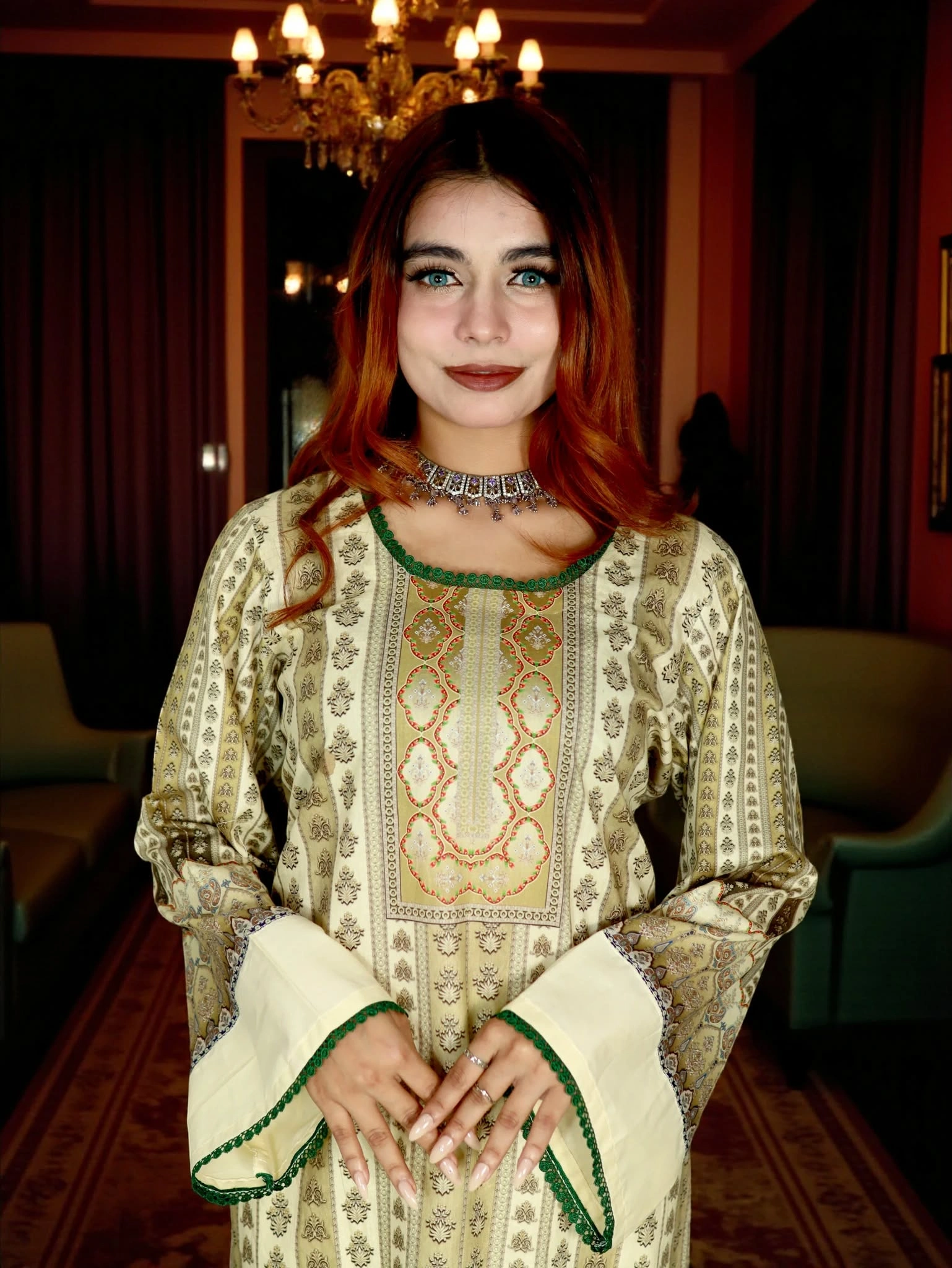 PAKISTANI INSPIRED MALHAR LAWN CODE 203 GOLDEN (5)