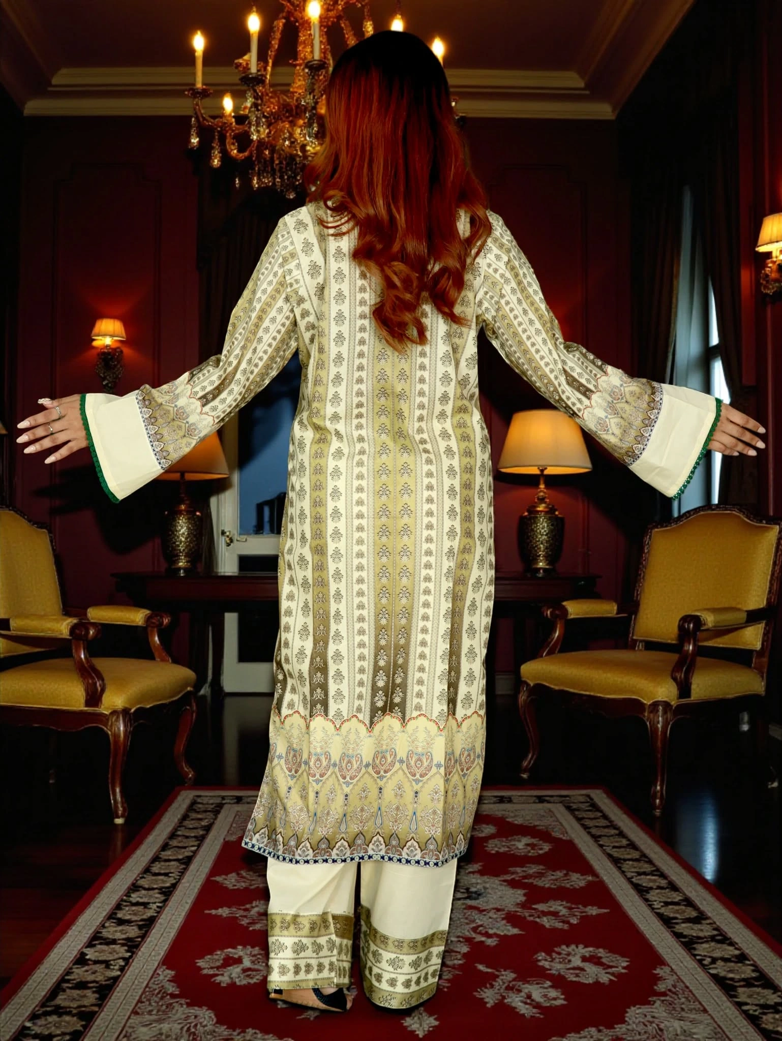 PAKISTANI INSPIRED MALHAR LAWN CODE 203 GOLDEN (6)