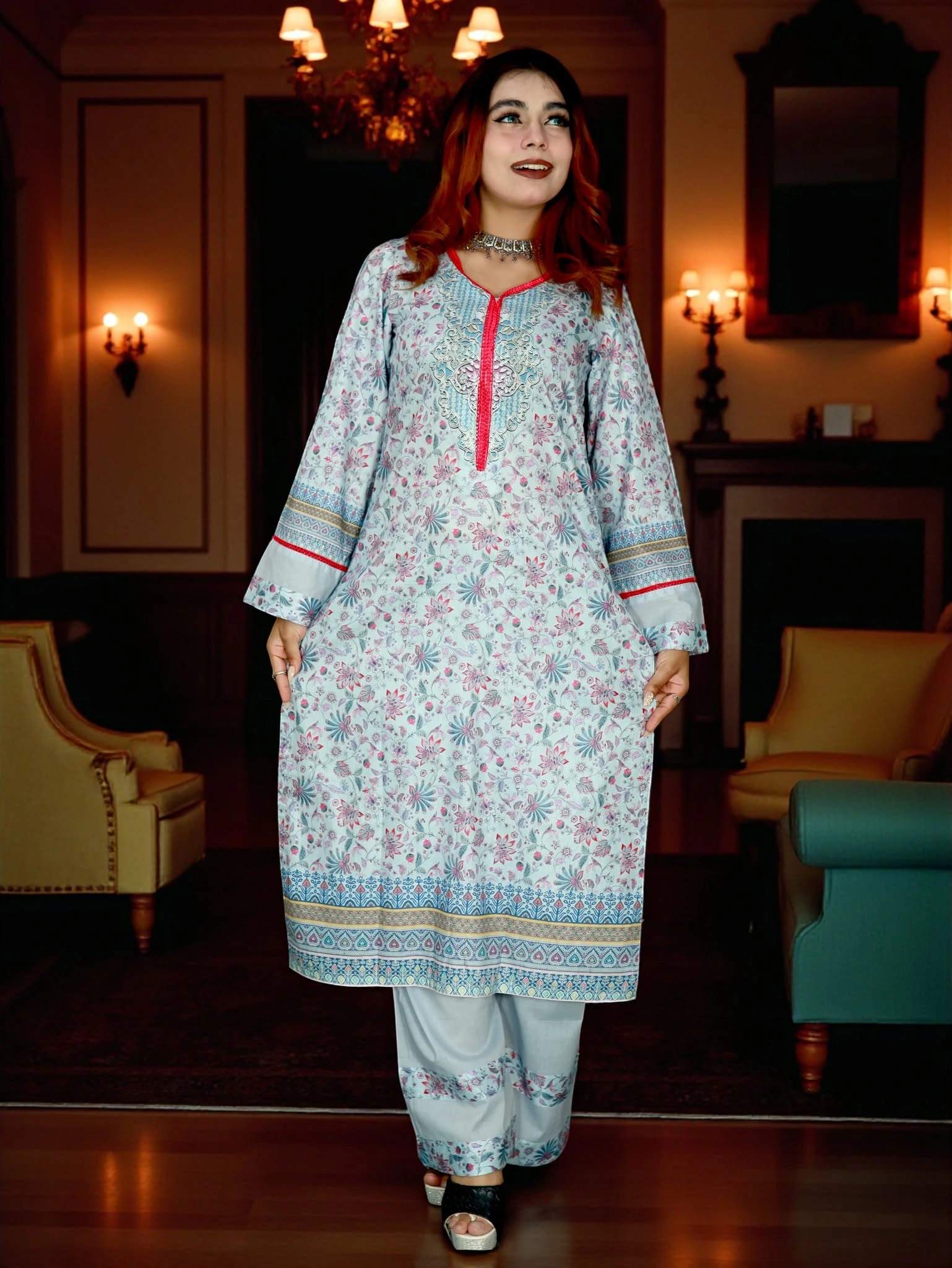 PAKISTANI INSPIRED MALHAR LAWN CODE 204 LIGHT SKY (2)