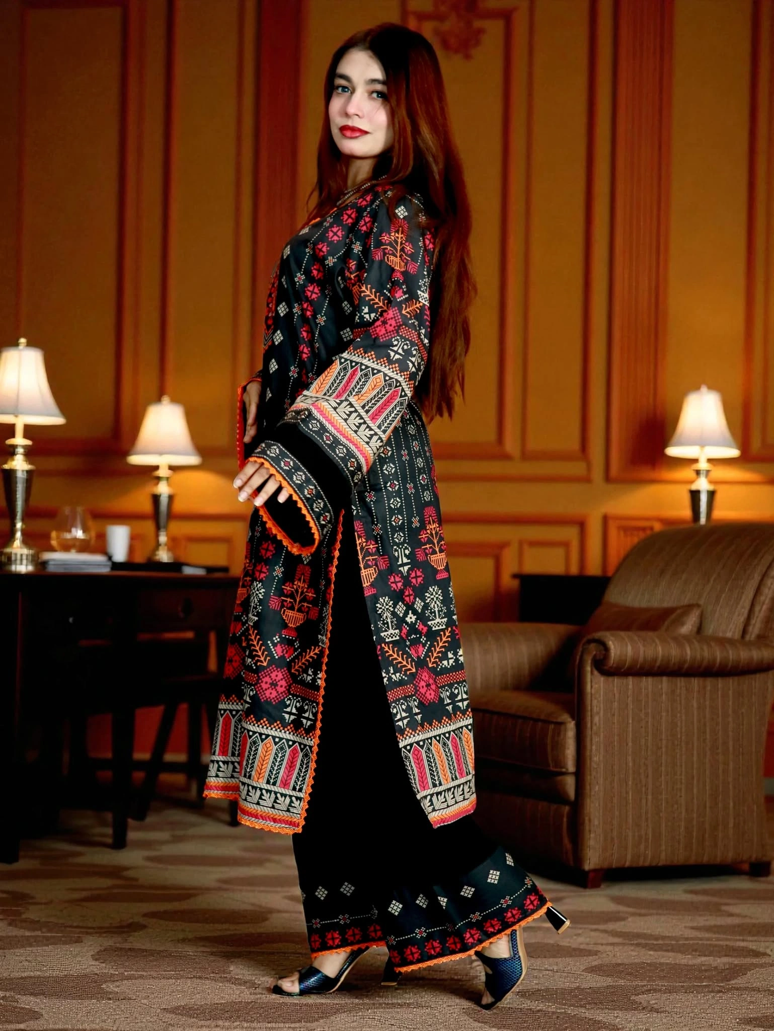 PAKISTANI INSPIRED MALHAR LAWN CODE 180 BLACK (3) (1)