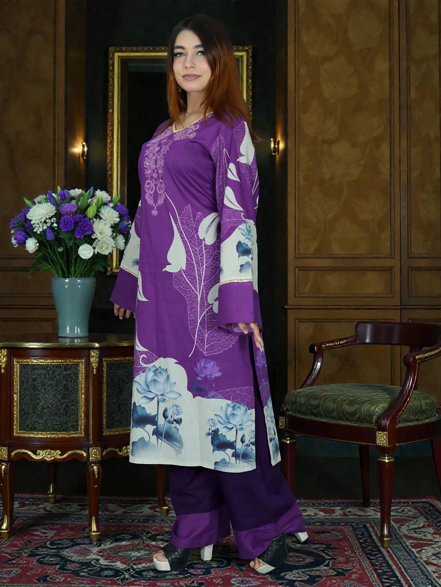 SWISS PURE COTTON LAWN CLOUD 1011 PURPLE (9)