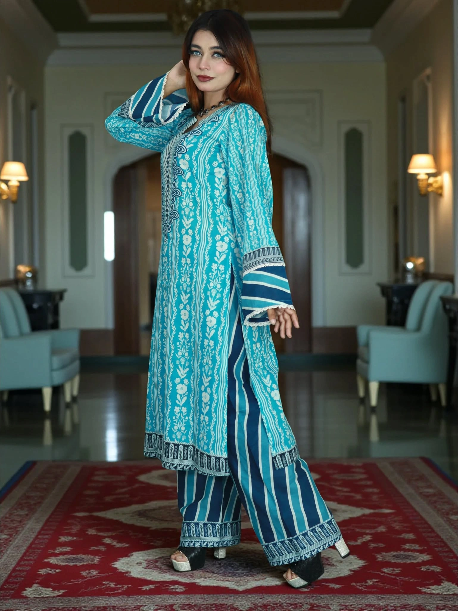 SWISS PURE COTTON LAWN CLOUD 1013 BLUE (4)