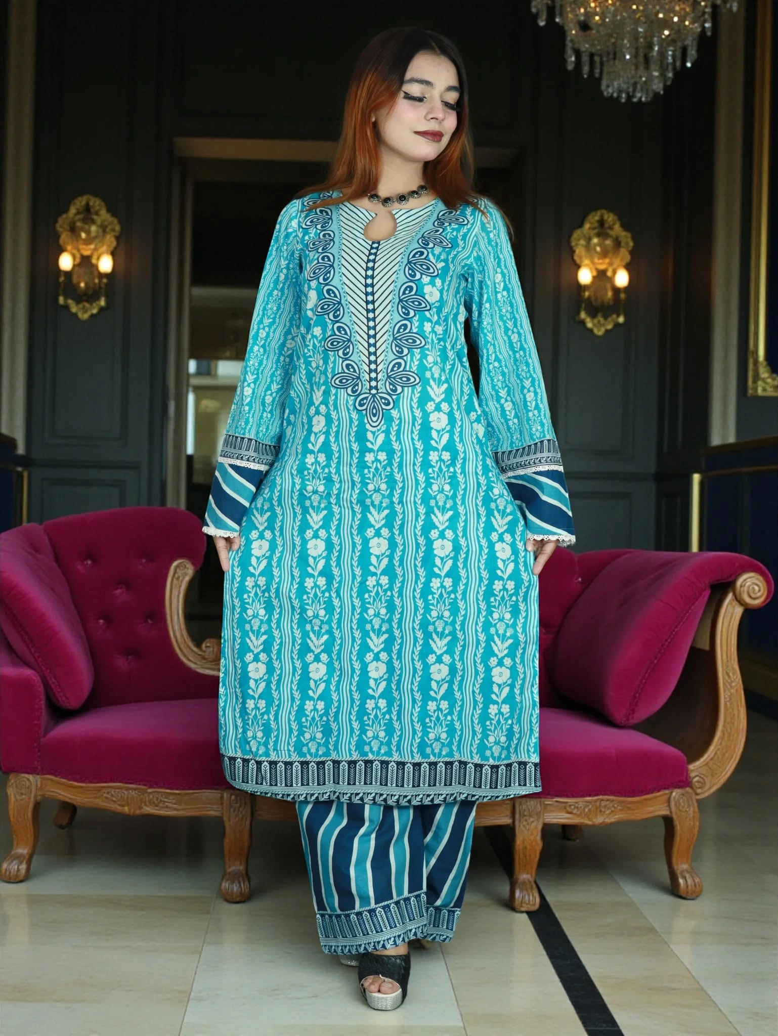 SWISS PURE COTTON LAWN CLOUD 1013 BLUE (5)