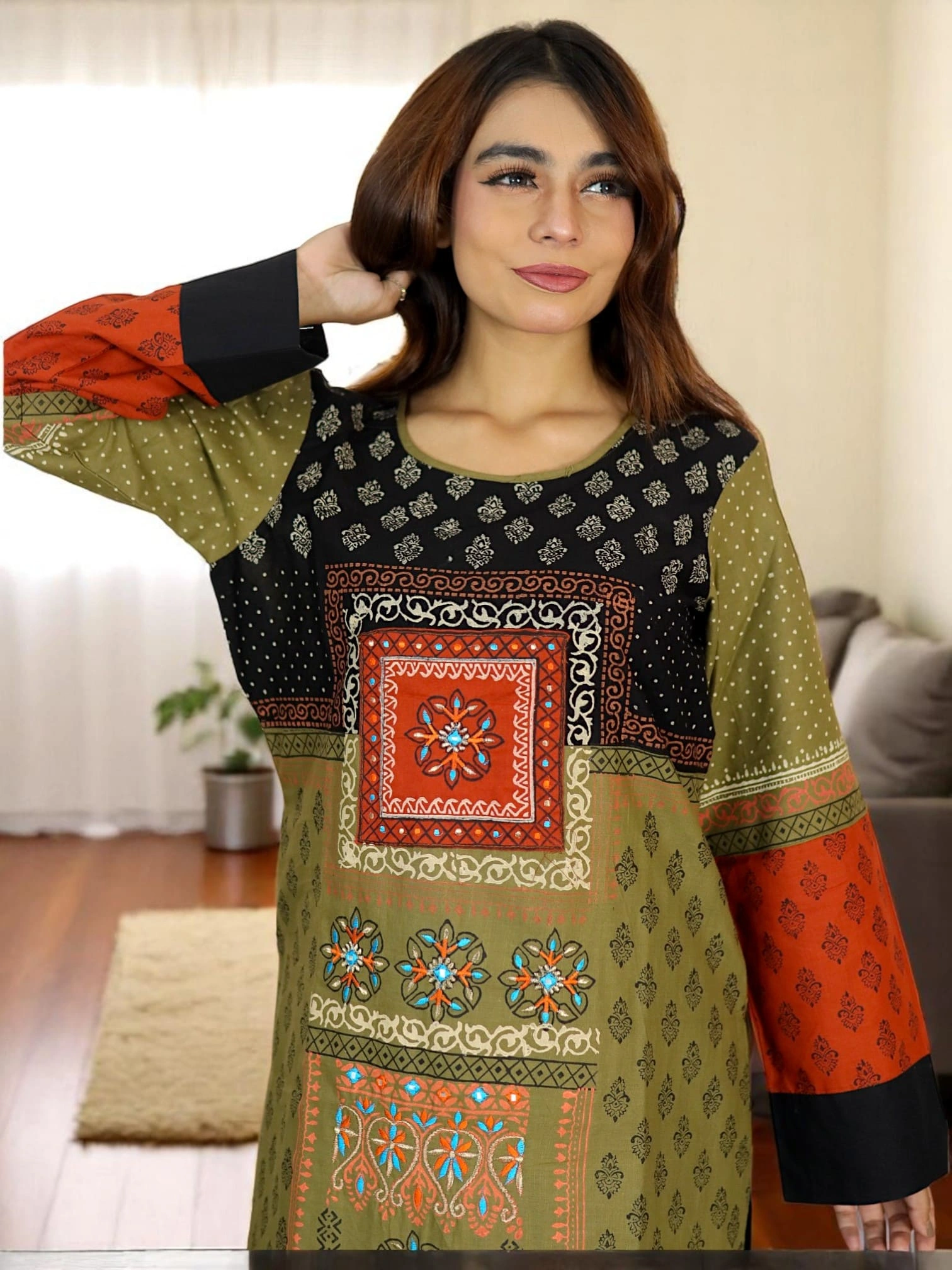 ANJAN COTTON 604 OLIVE COLOUR (1)