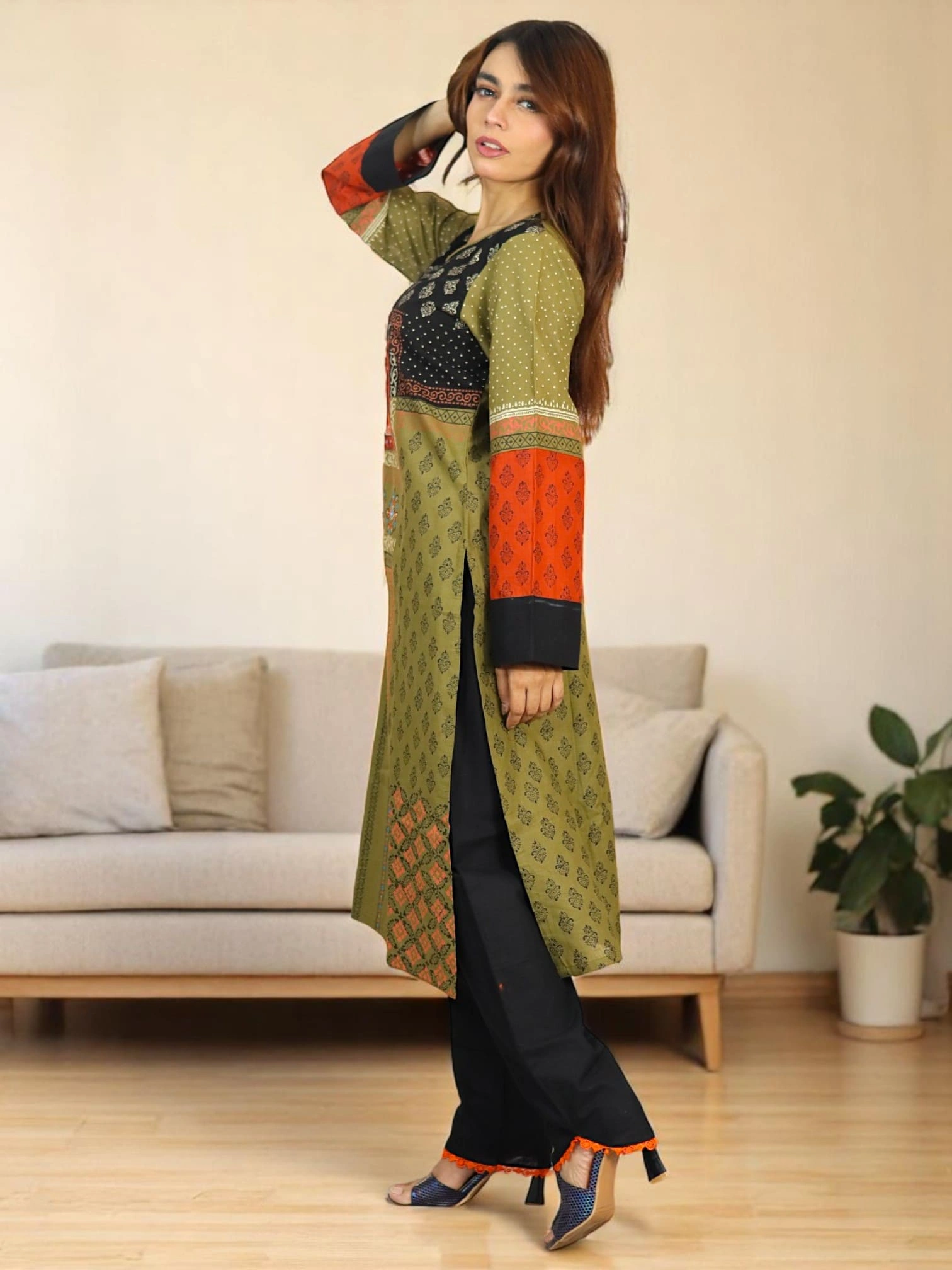 ANJAN COTTON 604 OLIVE COLOUR (2)