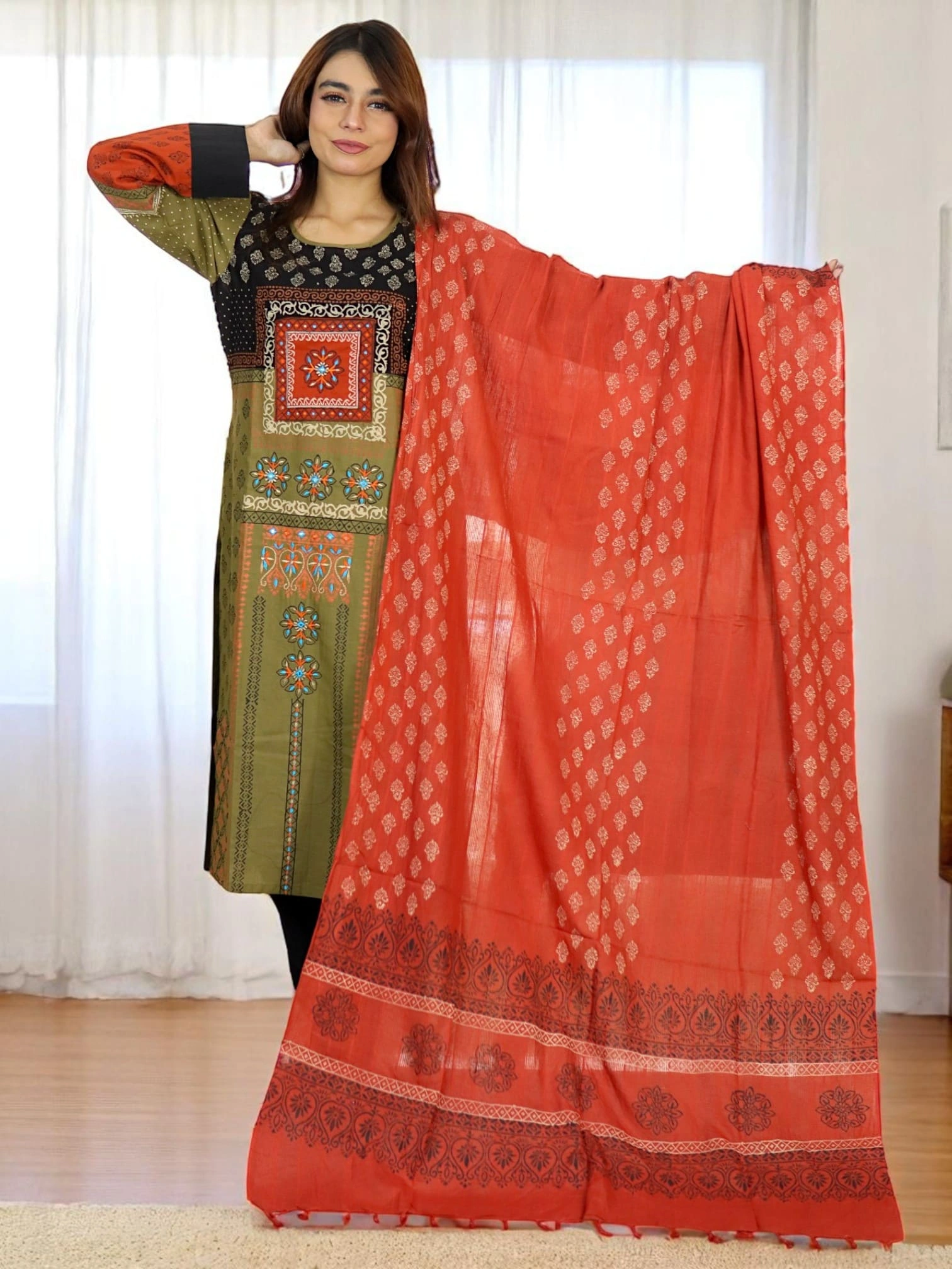 ANJAN COTTON 604 OLIVE COLOUR (5)