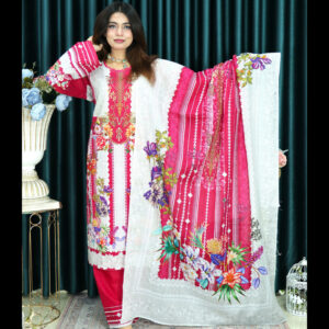 SWISS COTTON LAWN CLOUD 1020 WHITE PINK COLOUR