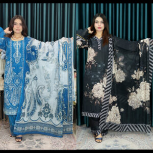 SWISS COTTON LAWN CLOUD 1025 BLUE +1017 BLACK