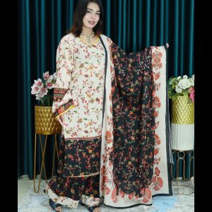 আনরেডি CLOUD SWISS LAWN CODE 1444 CREAM BLACK COLOR