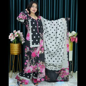 আনরেডি CLOUD SWISS LAWN CODE 1458 BLACK MULTI COLOR